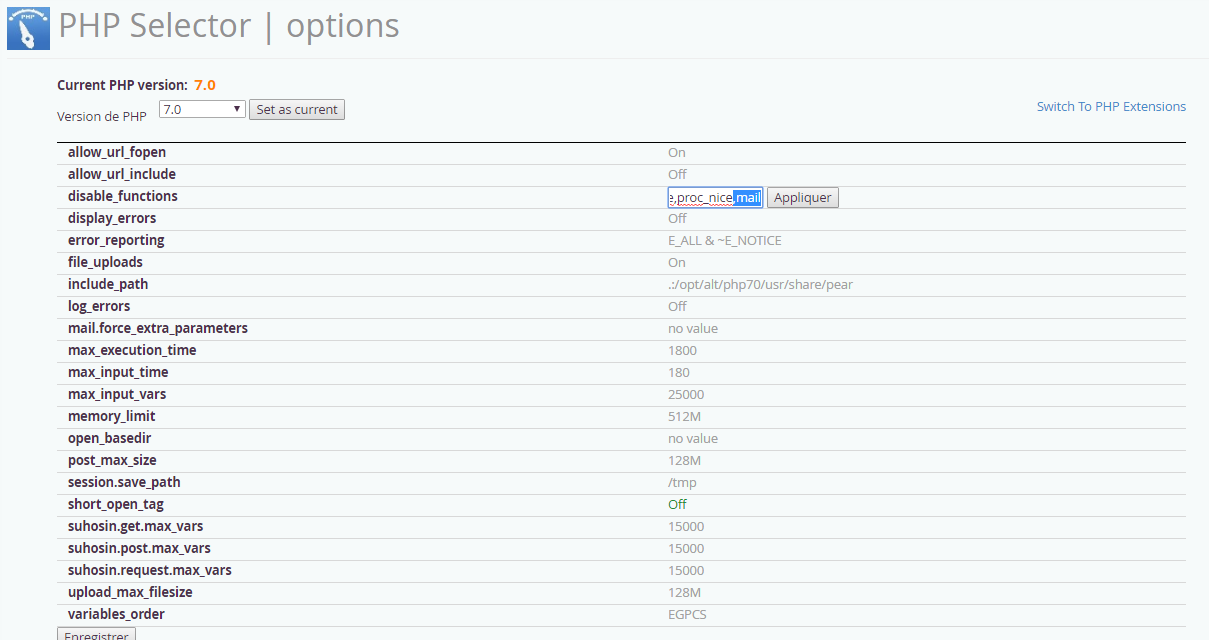 PHPmail php.ini