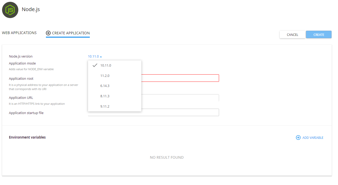 webbhotell Nodejs