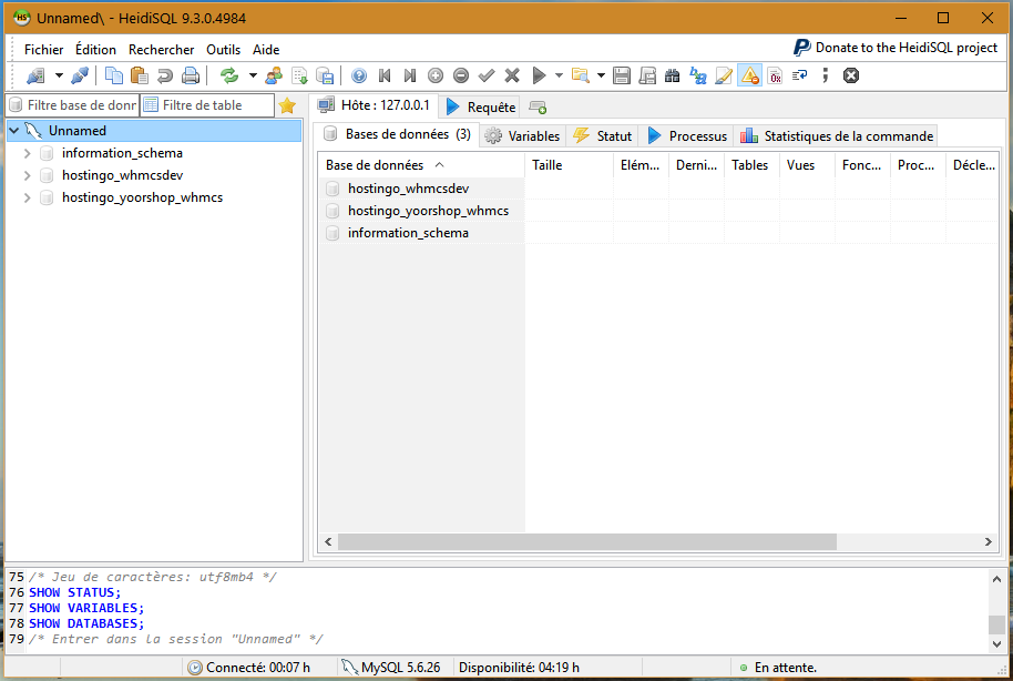 Rezultatul conexiunii sql